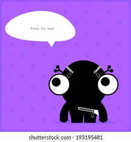 Cartoon monster with message cloud