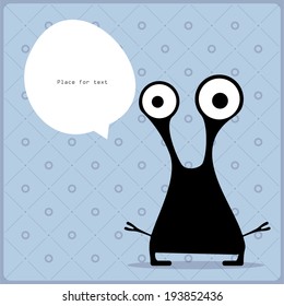Cartoon monster with message cloud