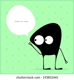 Cartoon monster with message cloud