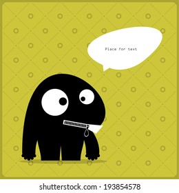 Cartoon monster with message cloud