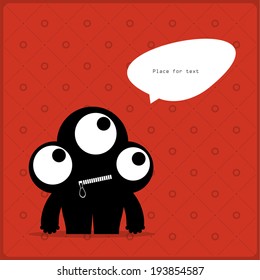 Cartoon monster with message cloud