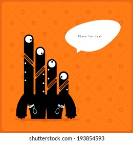 Cartoon monster with message cloud