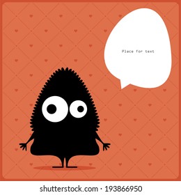 Cartoon monster with message cloud