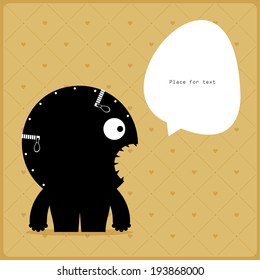 Cartoon monster with message cloud