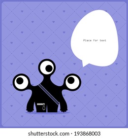 Cartoon monster with message cloud