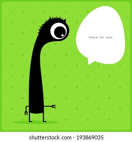 Cartoon monster with message cloud