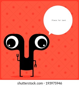 Cartoon monster with message cloud