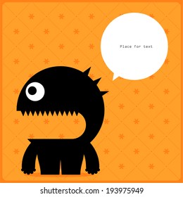Cartoon monster with message cloud