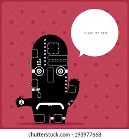 Cartoon monster with message cloud