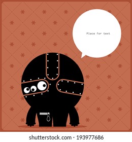 Cartoon monster with message cloud