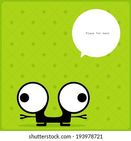 Cartoon monster with message cloud