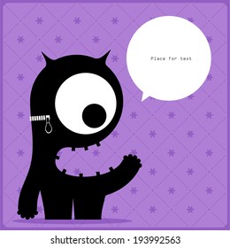 Cartoon monster with message cloud