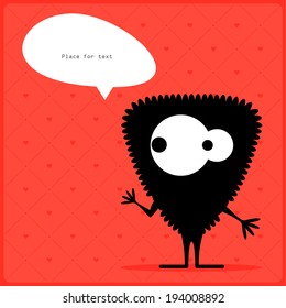 Cartoon monster with message cloud