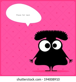 Cartoon monster with message cloud