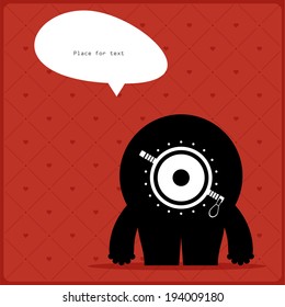 Cartoon monster with message cloud