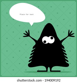 Cartoon monster with message cloud