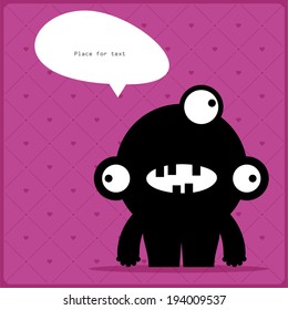Cartoon monster with message cloud