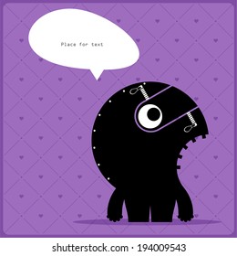 Cartoon monster with message cloud