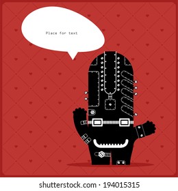 Cartoon monster with message cloud