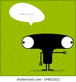 Cartoon monster with message cloud