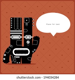 Cartoon monster with message cloud