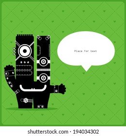 Cartoon monster with message cloud