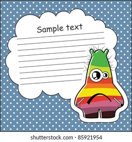 Cartoon monster with message cloud