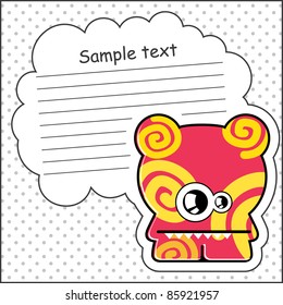 Cartoon monster with message cloud
