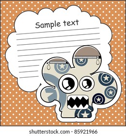 Cartoon monster with message cloud