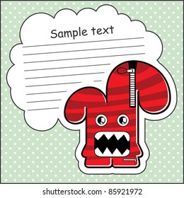 Cartoon monster with message cloud