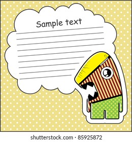 Cartoon monster with message cloud