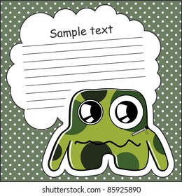 Cartoon monster with message cloud