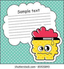 Cartoon monster with message cloud