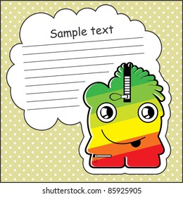 Cartoon monster with message cloud