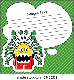 Cartoon monster with message cloud