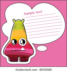 Cartoon monster with message cloud