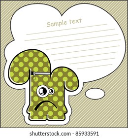 Cartoon monster with message cloud
