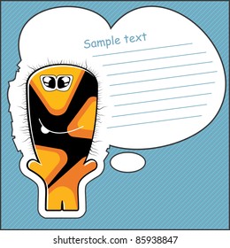 Cartoon monster with message cloud