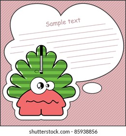 Cartoon monster with message cloud