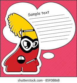 Cartoon monster with message cloud