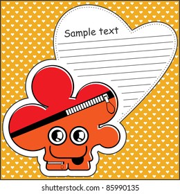 Cartoon monster with message cloud