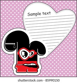 Cartoon monster with message cloud