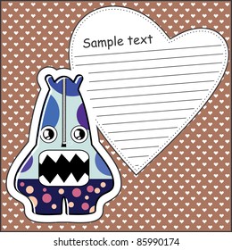 Cartoon monster with message cloud