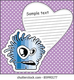 Cartoon monster with message cloud
