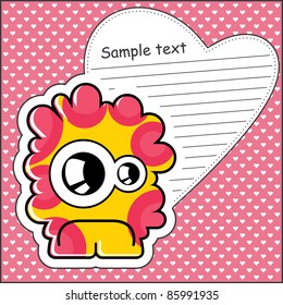 Cartoon monster with message cloud
