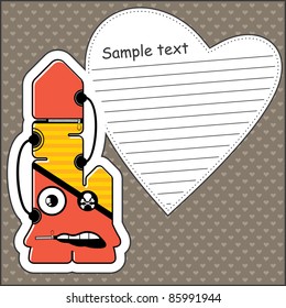 Cartoon monster with message cloud