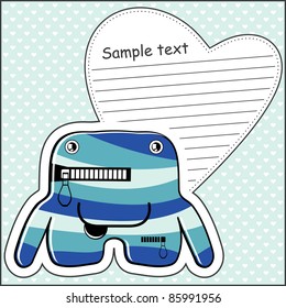 Cartoon monster with message cloud