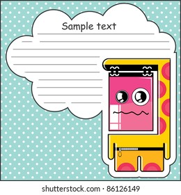 Cartoon monster with message cloud