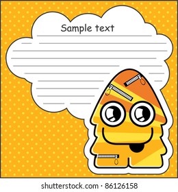 Cartoon monster with message cloud