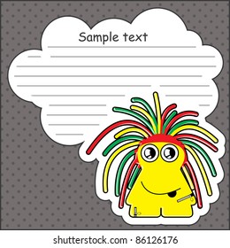 Cartoon monster with message cloud